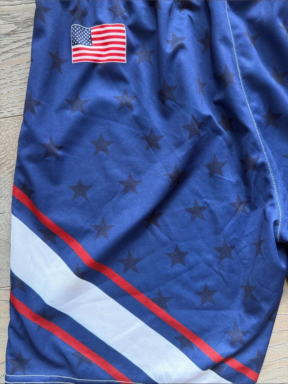 🥍 Mens Stars & Stripes USA Flag Lacrosse Unlimited LAX Athletic Shorts-Large